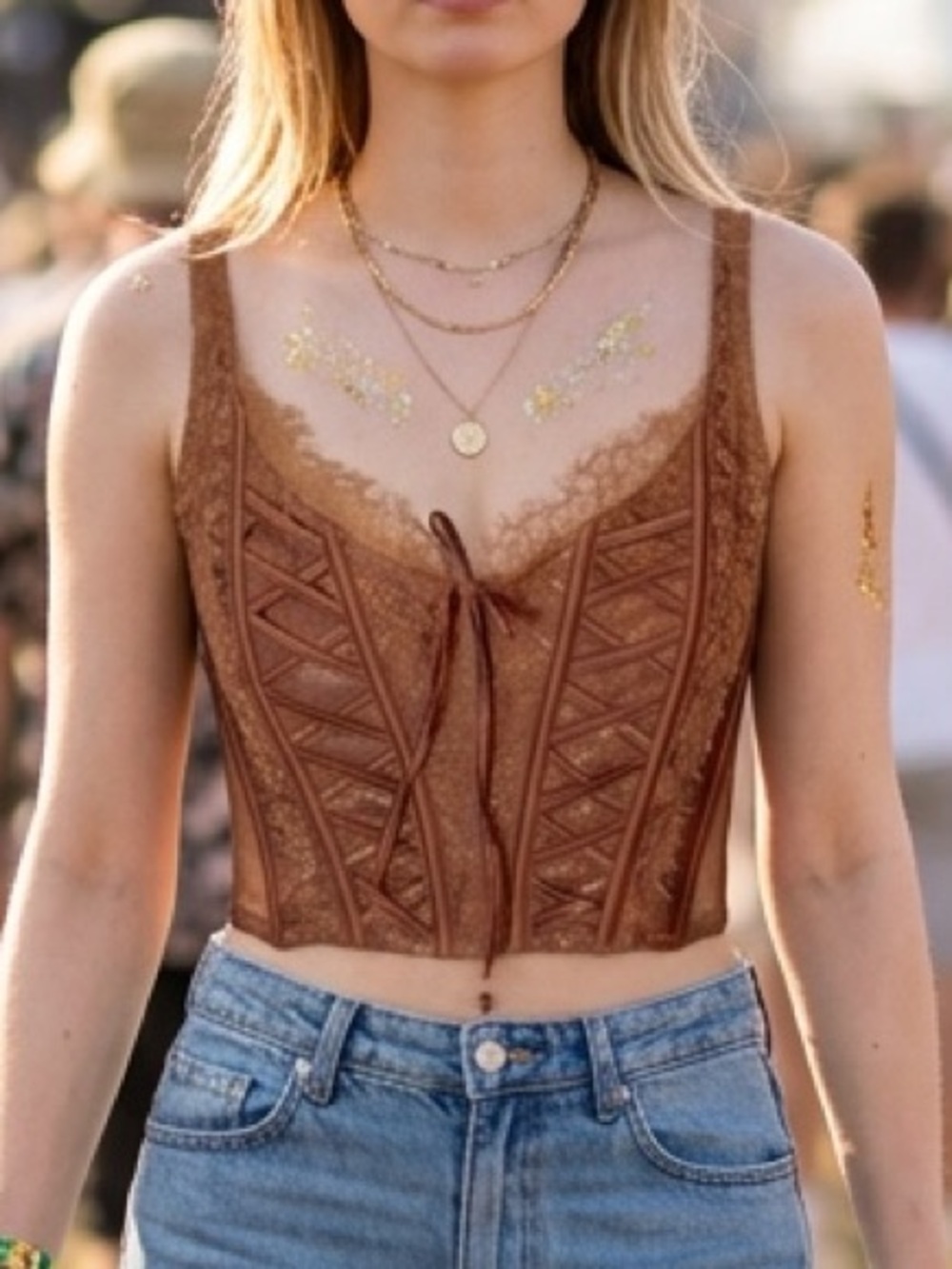 Vs brown gold festival concert corset size m new